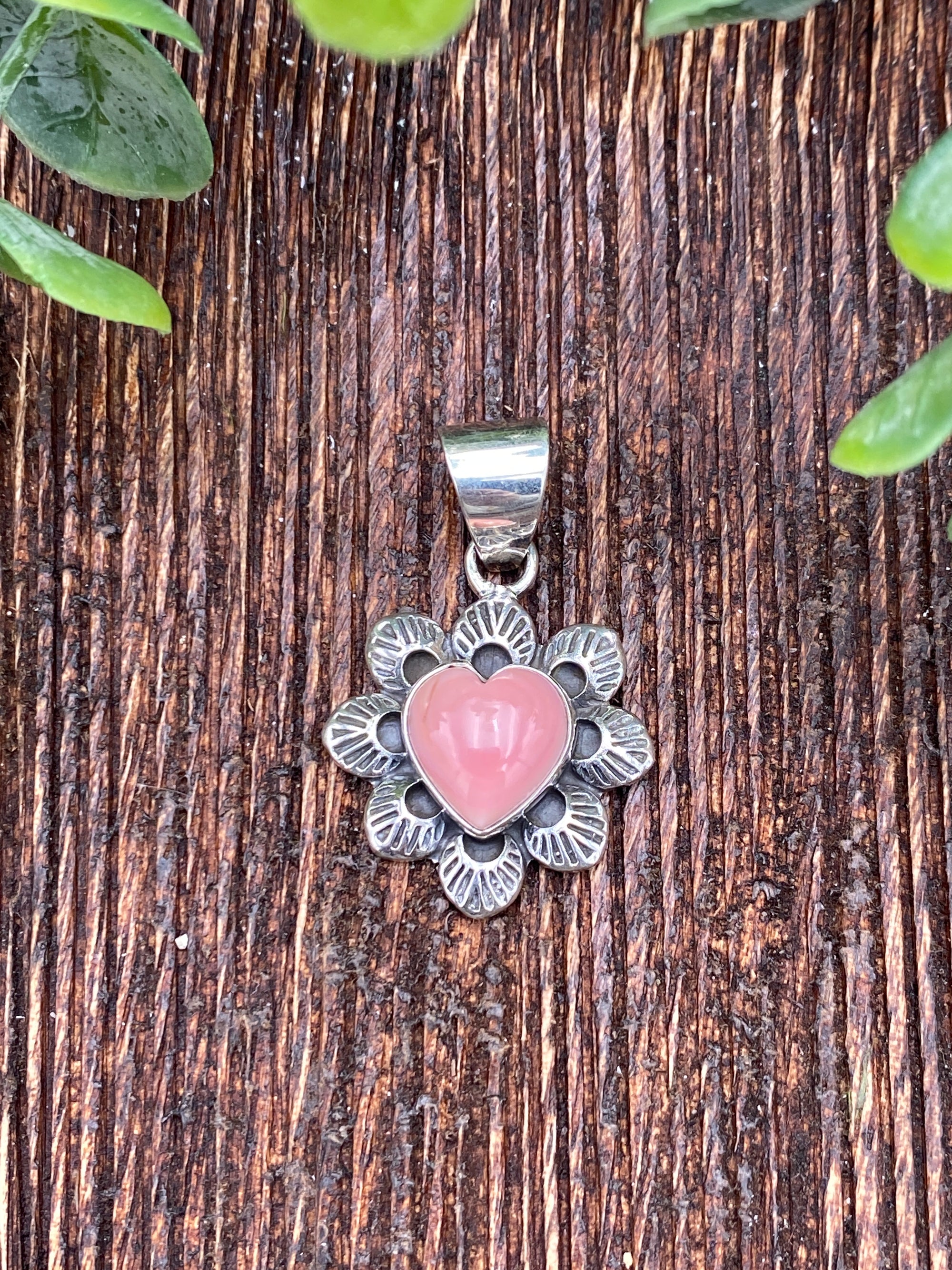 Bailee Sterling Petal Pink Conch Heart Pendant