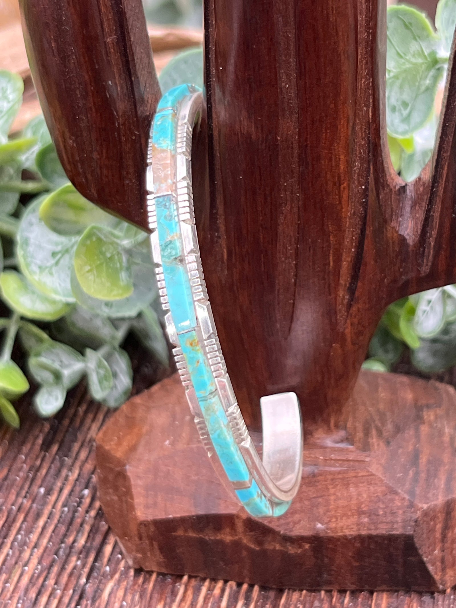 Dillinger Inlaid Turquoise Sterling Cuff