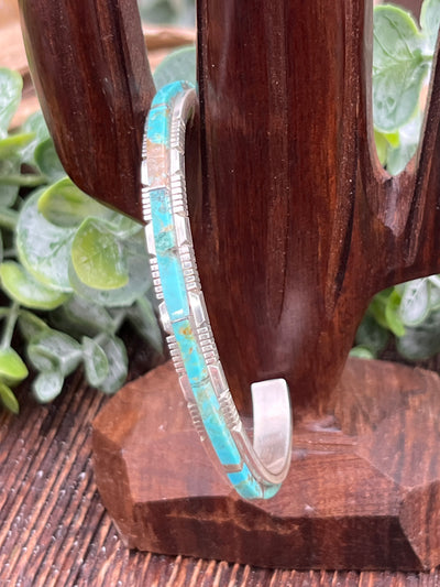 Dillinger Inlaid Turquoise Sterling Cuff
