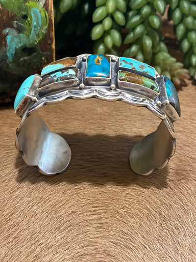 Attica Turquoise Gallery Scalloped Edge Statement Cuff