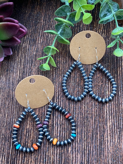 Clipper Navajo Saucer Teardrop Earrings - 2.5"