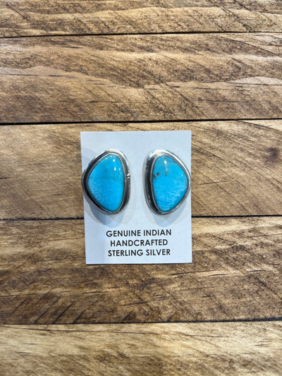 Breanna Abstract Kingman Turquoise Single Stone Earrings