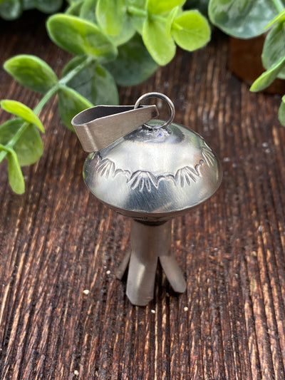 Presidio Large Stamped Sterling Flute Blossom Pendant - 2.5"