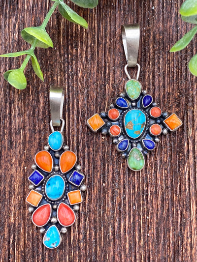 Cassia Multi Color Diamond Cluster Sterling Pendant