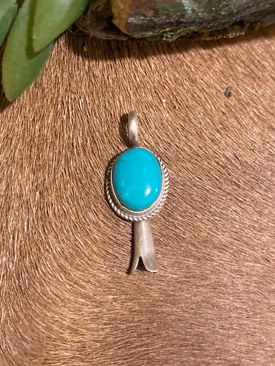 Parker Turquoise Flute Blossom Sterling Pendant