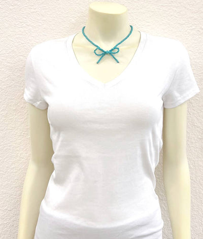 Riley Fashion Color Bow Necklace - 14"