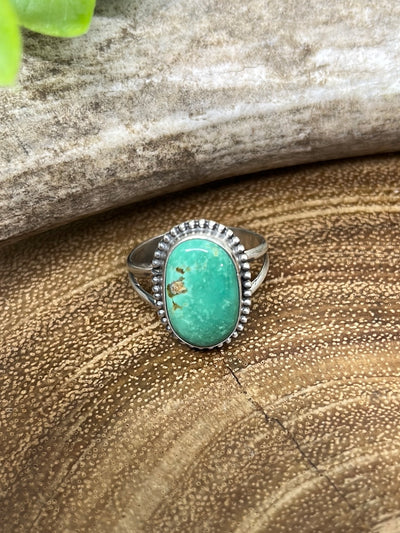 Jade Dot Framed Single Stone Turquoise Ring