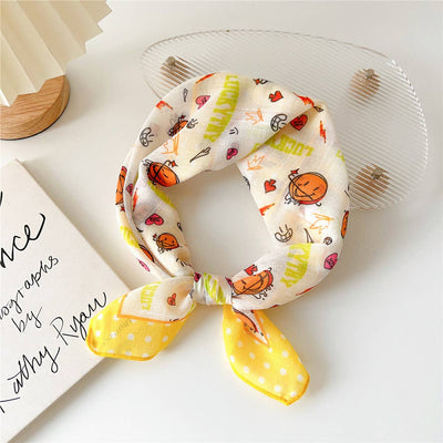 Cotton Linen Floral Square Scarf for Women_CWASC0852