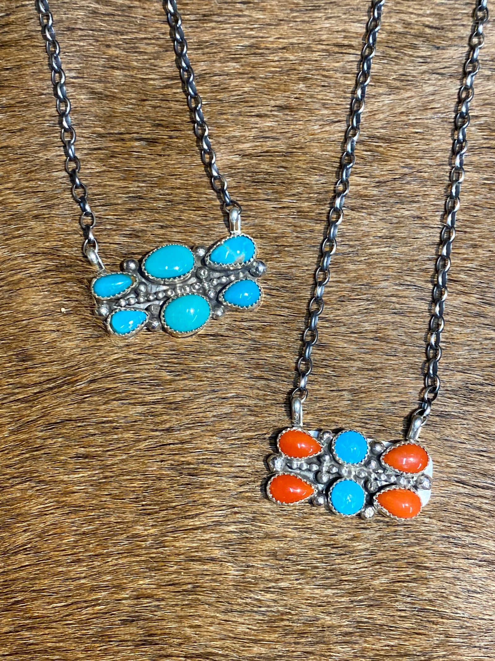 Deerfield Sterling Link Chain with 6 Multi Stone Pendant - 16"