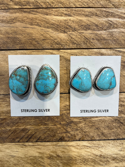 Breanna Abstract Kingman Turquoise Single Stone Earrings