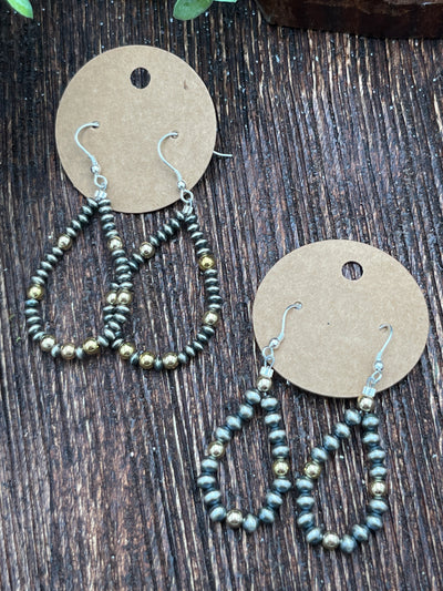 Jenna Assorted Navajo, Silver & Gold Teardrop Earrings - 2"