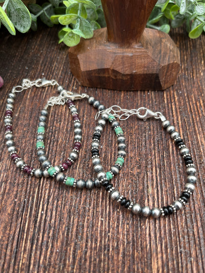 Brody Sterling 5mm Navajo & Stone Bracelets