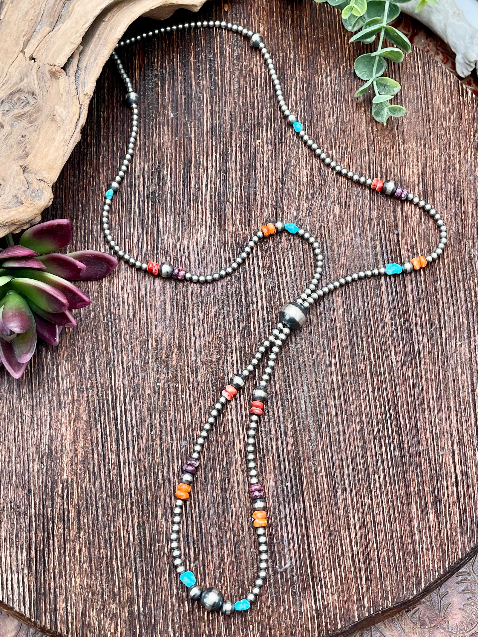 Princeton 4mm Varied Navajo, Turquoise & Spiny Loop Necklace - 30"