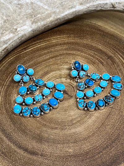 Evelyn Widow Maker Kingman Turquoise Cascading Stone Post Earrings