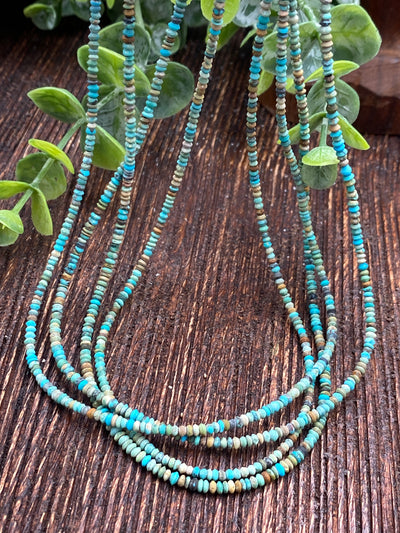 Beach Stroll Turquoise Mini Bead Necklace - 18"