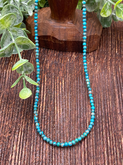 Evelyn Round Turquoise Bead Necklace - 16"