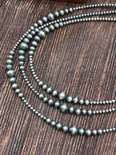 Chancellor Grouped 3-8mm Sterling Silver Navajo Pearl Necklace