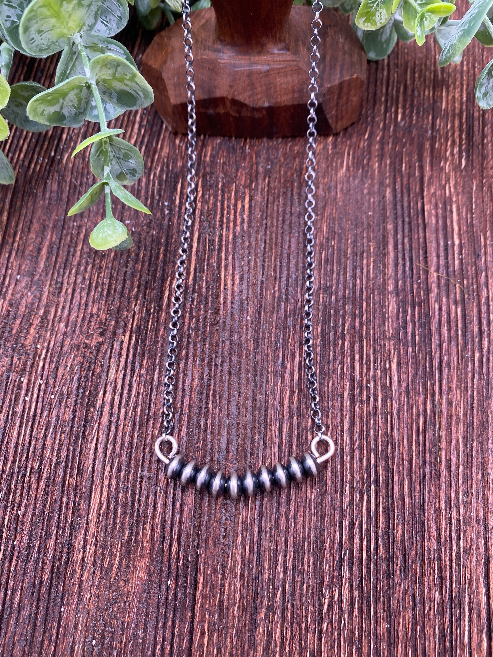 Blaine Link Chain With 10 8mm Navajo Center Saucers - 20"