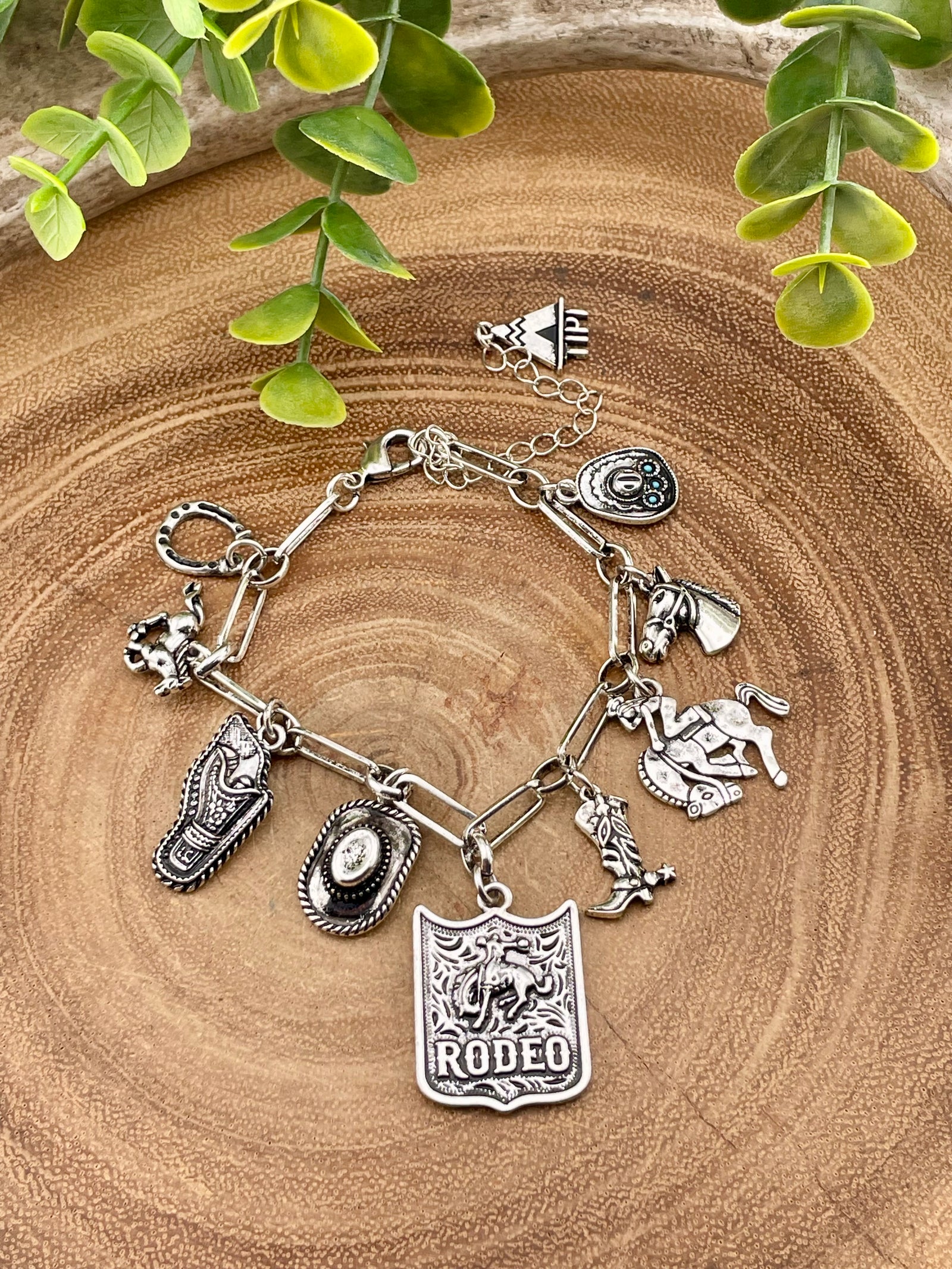 Rodeo Time Fashion Silver Charm Bracelet