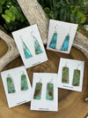 Smoky Mountains Simple Sterling Edge Turquoise Slab Earrings