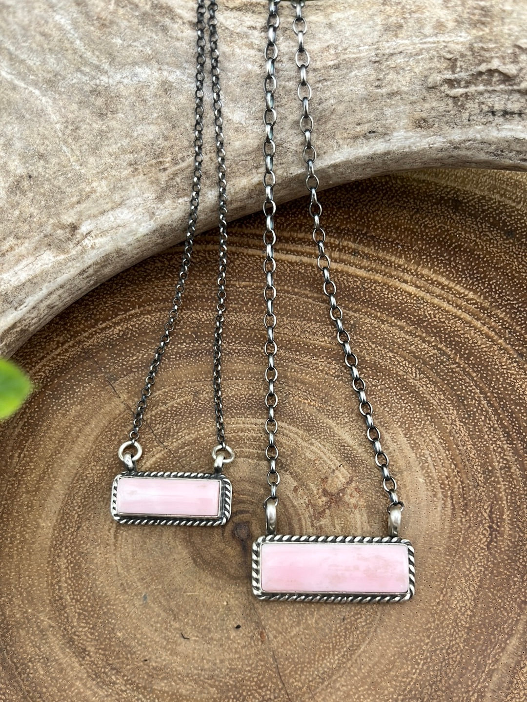 Howell Roped Sterling Pink Conch Bar Necklace - 16"