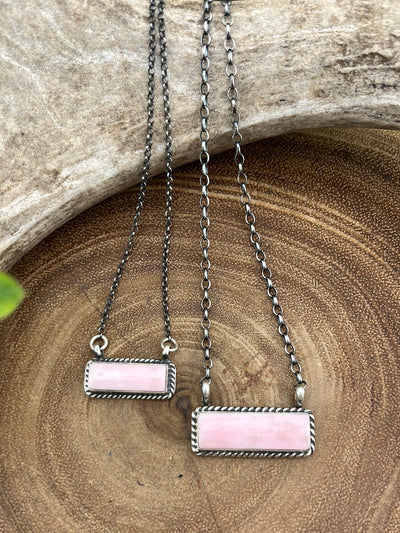 Howell Roped Sterling Pink Conch Bar Necklace - 16"