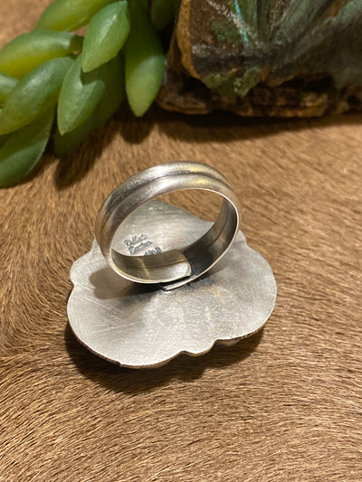 Mateki Triple Stone Turquoise & Spiny Sterling Ring - Adjustable