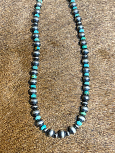 Emmett Varied Navajo Pearl & Turquoise Bead Necklace - 18"