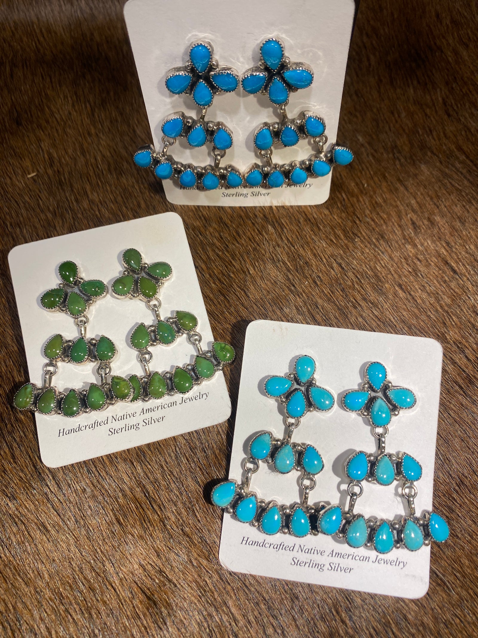 Olina Turquoise Chandelier Sterling Earrings - 1.75"