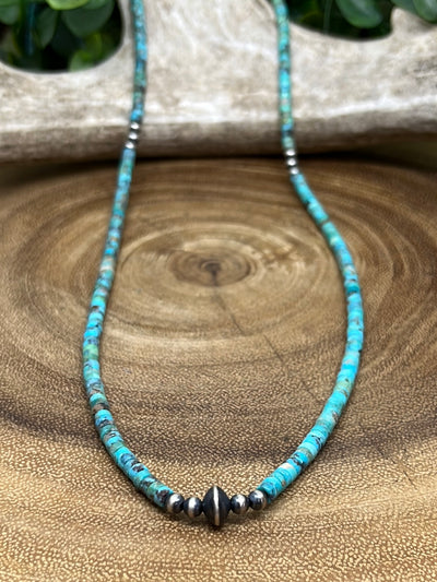 Vera Turquoise Cylinder & Navajo Pearl Necklace - 40"
