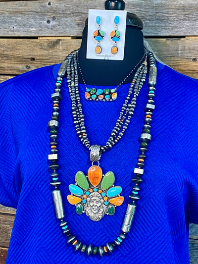 Vera Turquoise & Spiny Pendant & Earrings