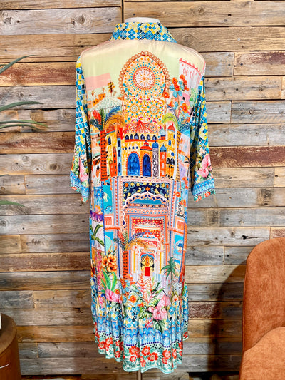 Worldly View Silk Viscose Collar Dress