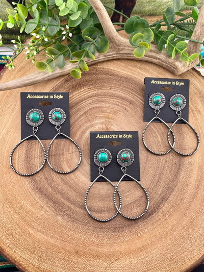 Hamilton Notched Teardrop & Stone Fashion Earrings