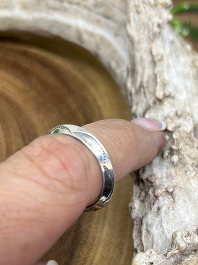 Jolee Stamped Silver Stacker Ring