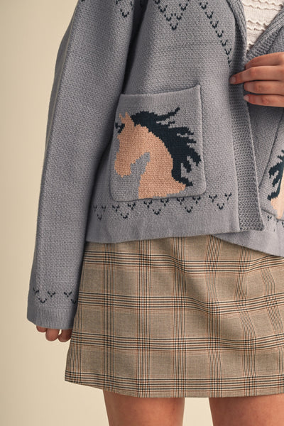 Horse Knit Sweater Cardigan - 2 Colors
