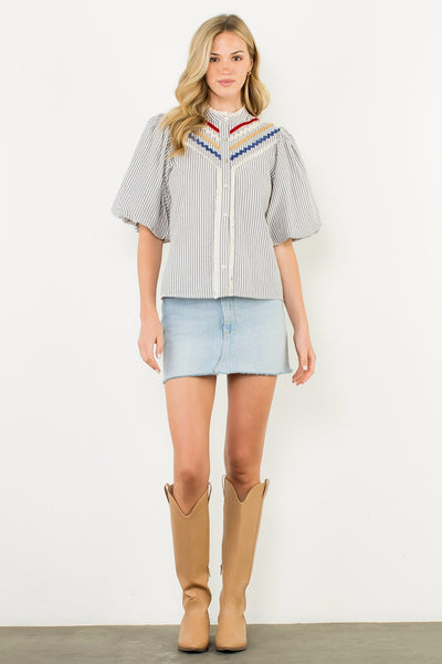 striped blouse with accents