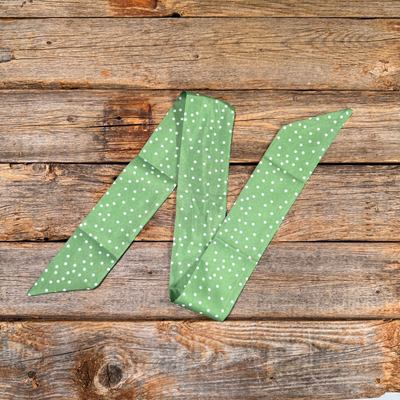 Green and White Western Skinny Mini Wild Rag Scarf / Cowgirl Necktie #TW140