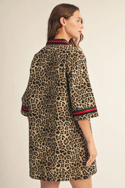 Trimmed Leopard Dress