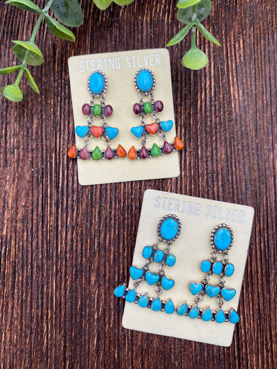 Abigail Fun Shapes Chandelier Sterling Earrings