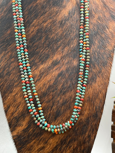 Avalon Heishi Turquoise & Spiny Bead Triple Strand Necklace - 30"