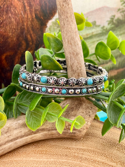 Burst Your Bubble Turquoise & Silver Stretch Bracelets