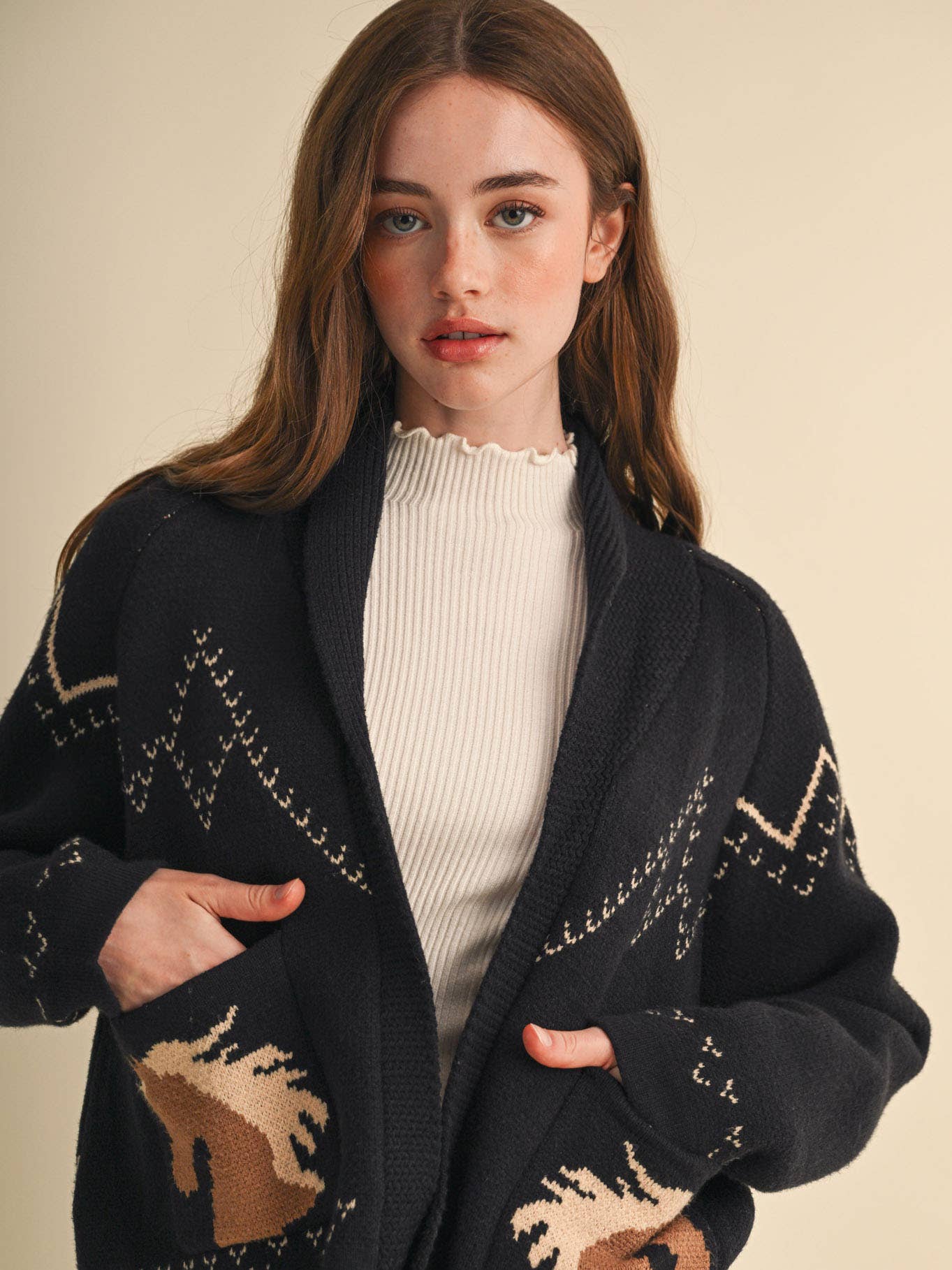 Horse Knit Sweater Cardigan - 2 Colors