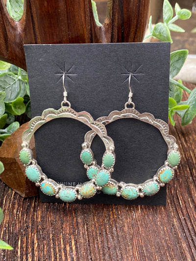 Brock Stamped Hoop Earrings With Stones
