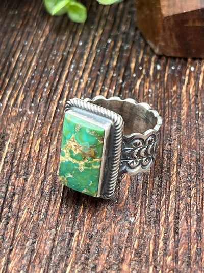 Nori Turquoise Rectangle Sterling Ring - Size 8.5
