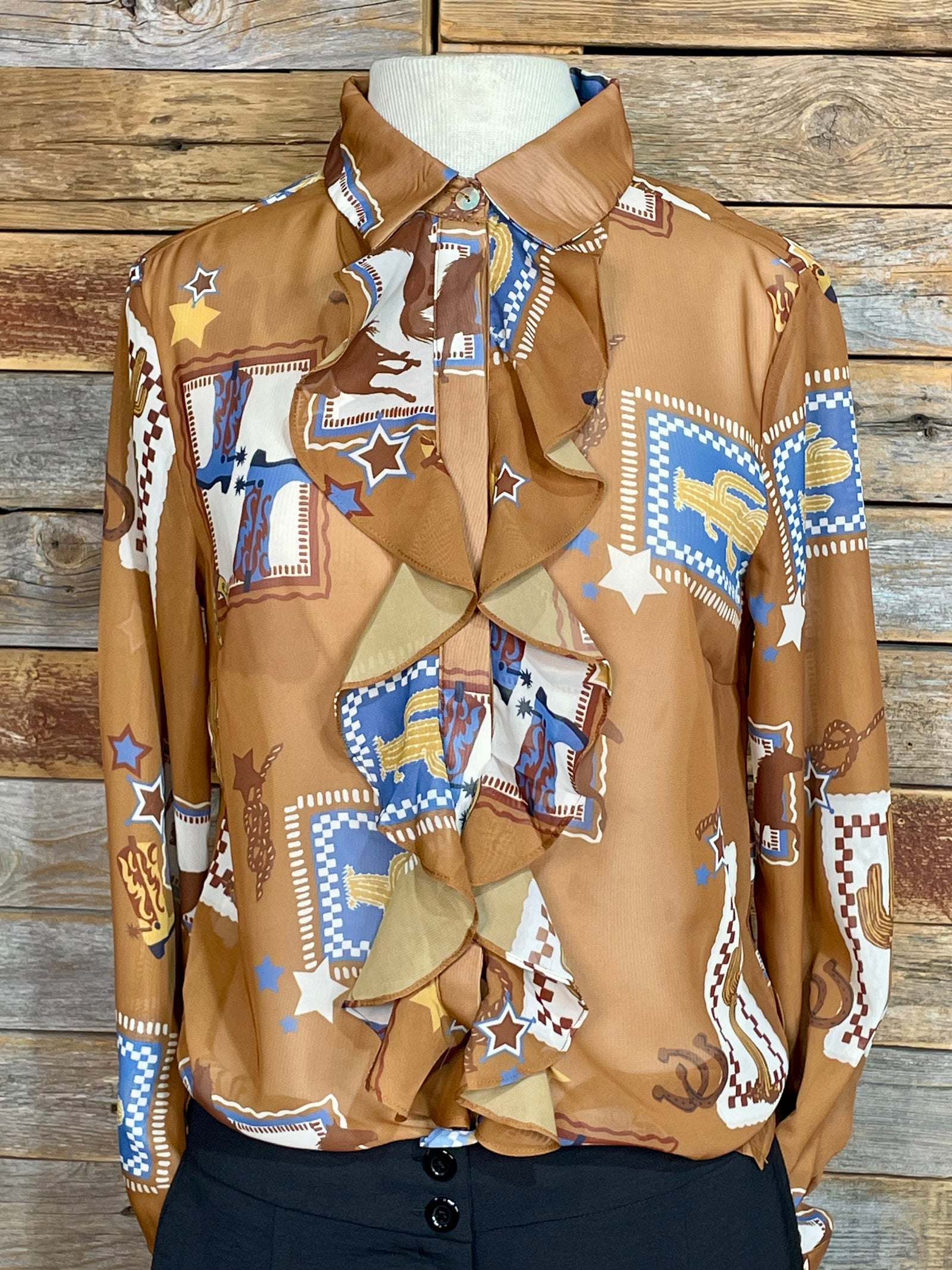 Evelyn Chiffon Ruffle Front Top