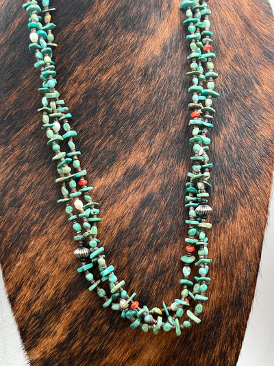 Bimini Tumbled Turquoise, Spiny & Pearl Triple Strand Necklace - 30"