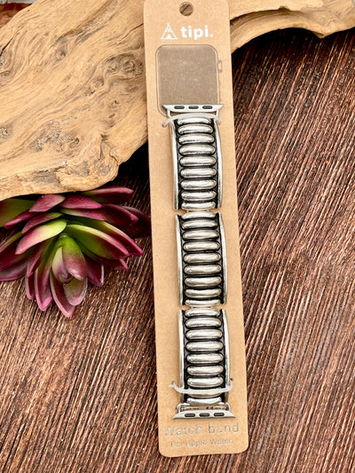 Metallic spring band on a wooden background with a succulent plant