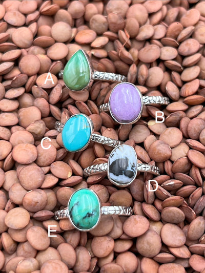 Brittany Assorted Single Stone Stamped Sterling Band Rings - Size 6