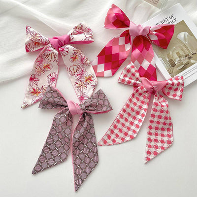 Pink Floral Skinny Scarf – Hair Tie & Bag Ribbon_CWASC0708