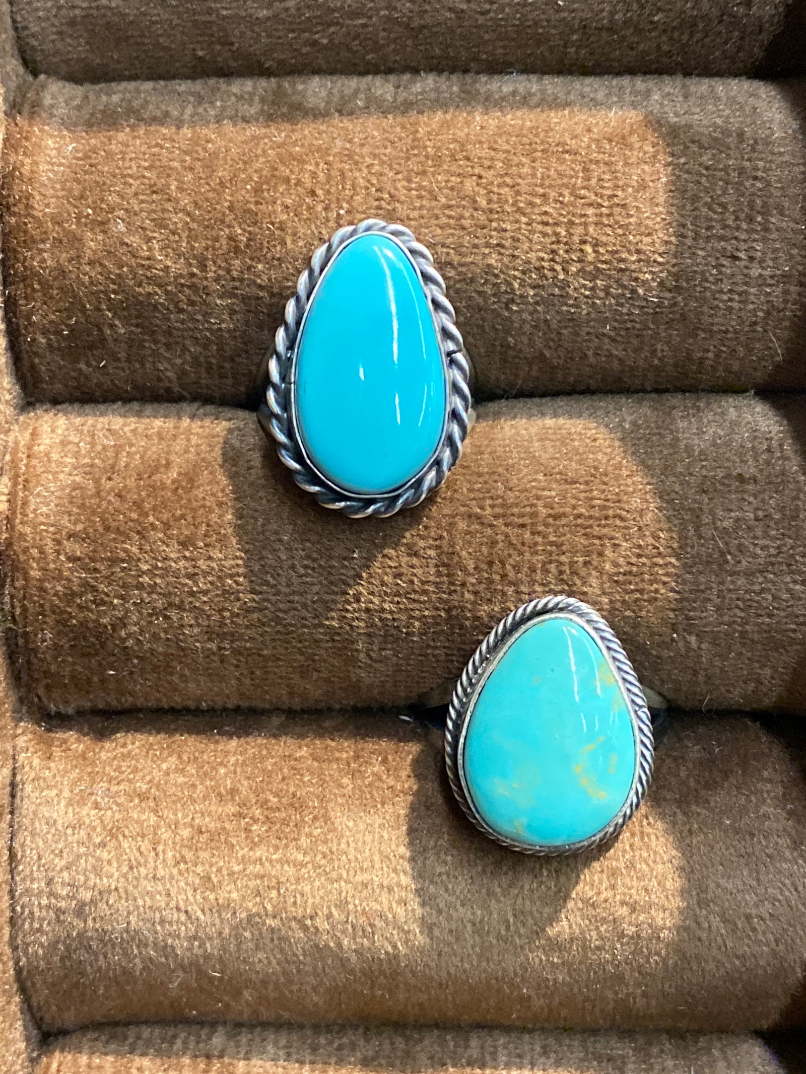 Blade Sterling Roped Turquoise Teardrop Ring
